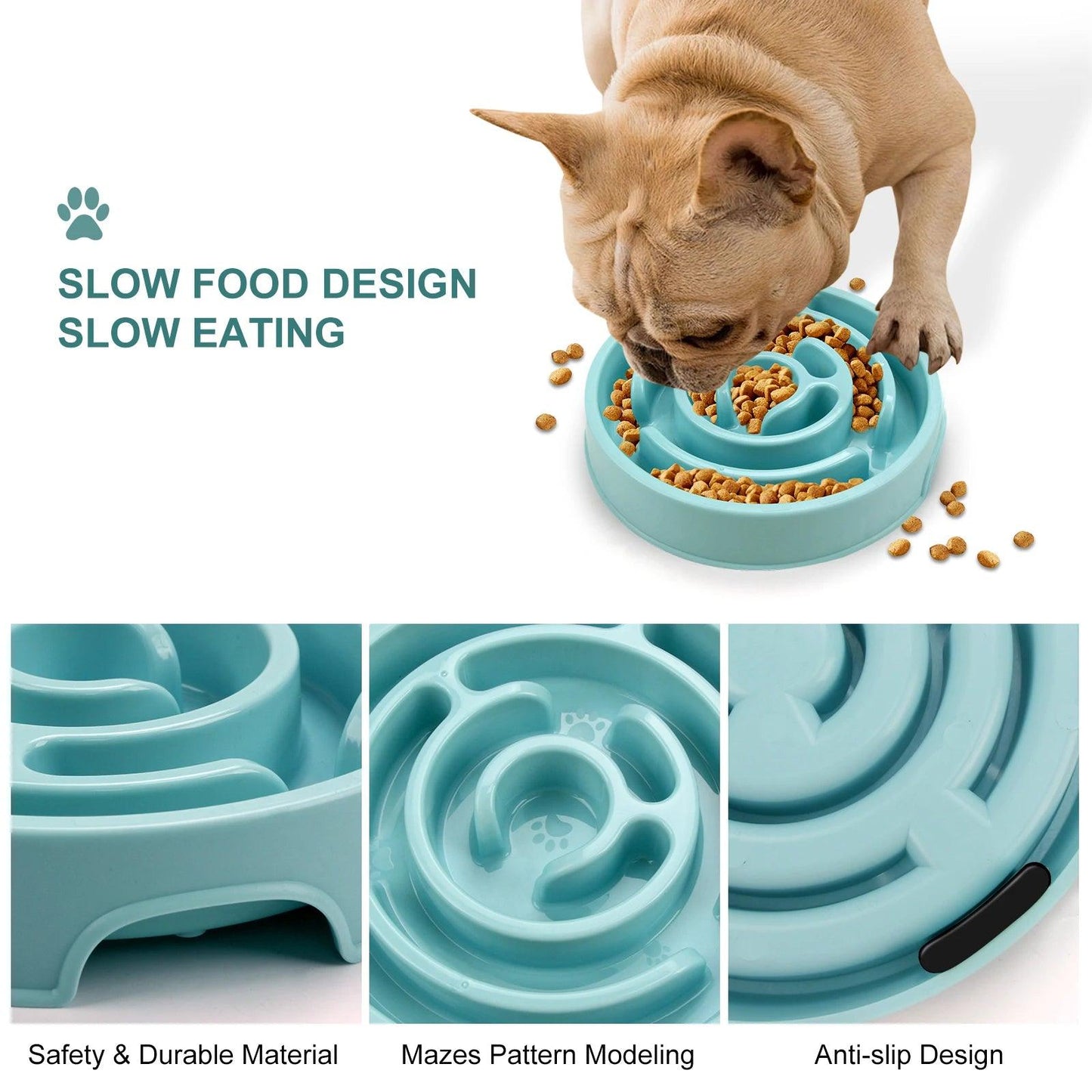 Dog Slow Feeder Bowl | Ideal for Fast Eaters | Non-Slip Design - Bark & Bones