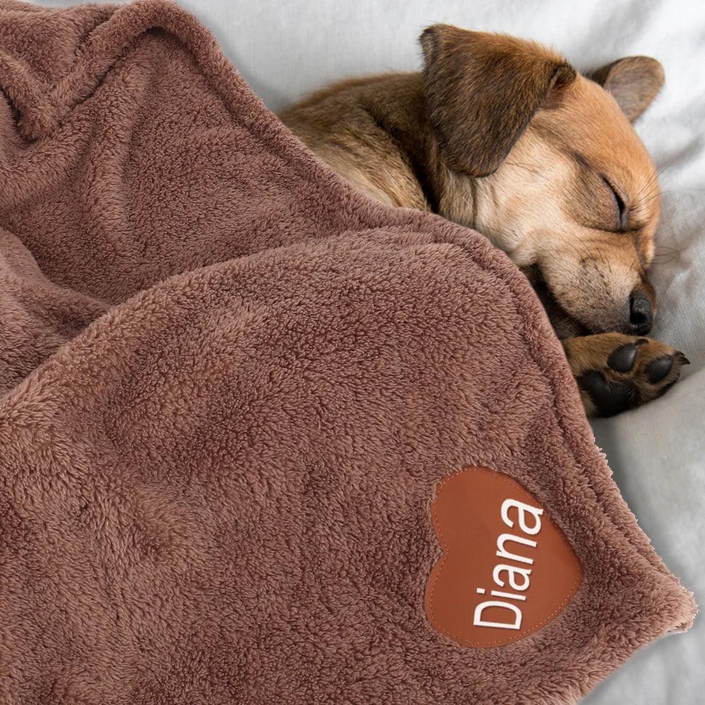 Personalised Soft Fluffy Dog Blanket | Heart Pattern With Name| By Bark & Bones - Bark & Bones