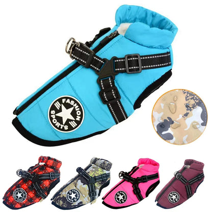 Waterproof Dog Jacket with Integrated Harness | Warm and Durable Winter Coat